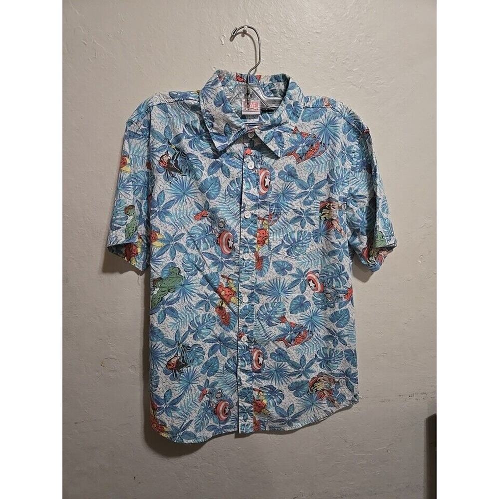 Marvel Avengers Hawaiian Print Button Up Shirt Men’s Small Short Sleeve Cotton